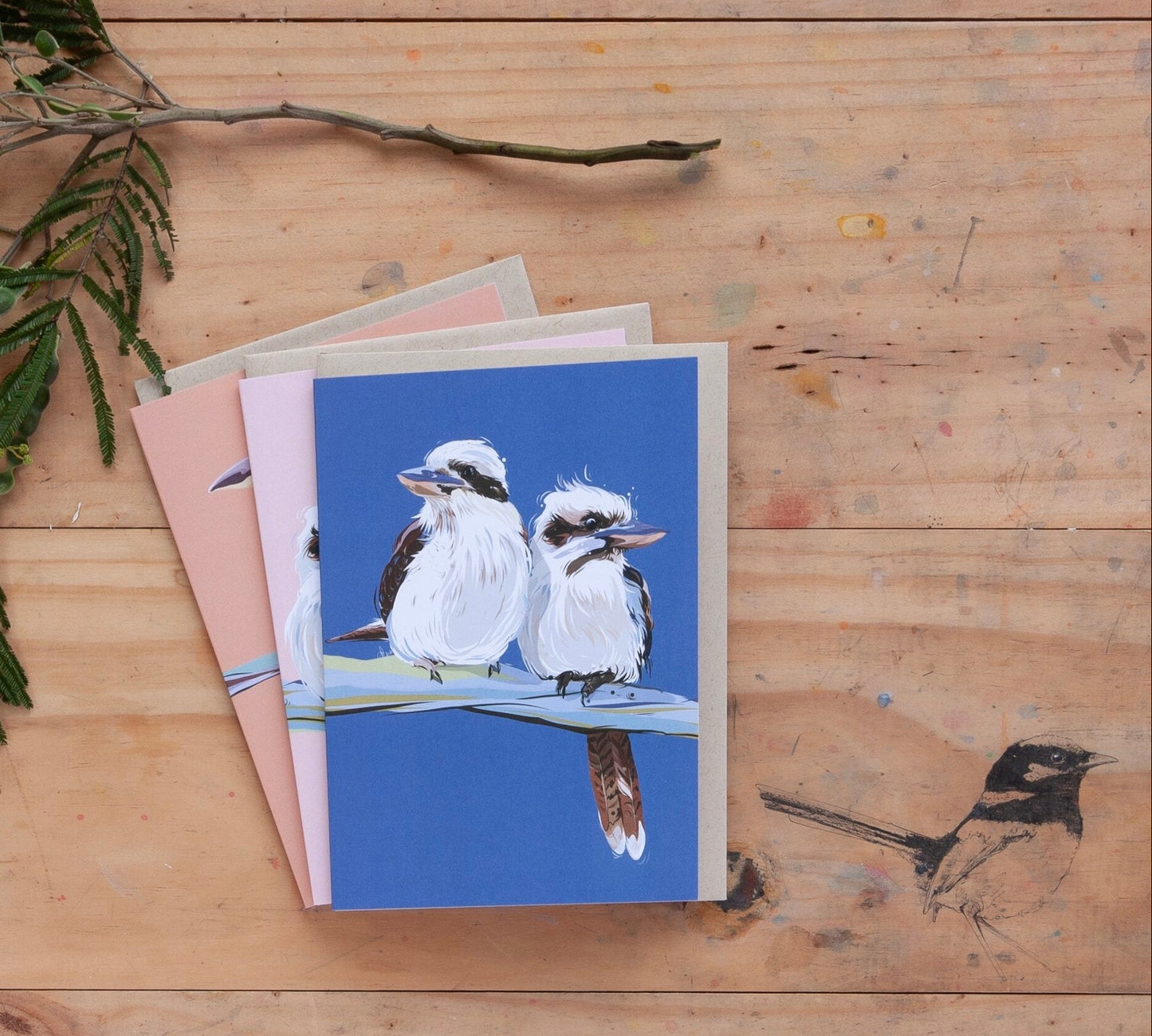 'Kookaburra blue' - Greeting card