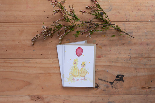 'Party duck pair' - Greeting card