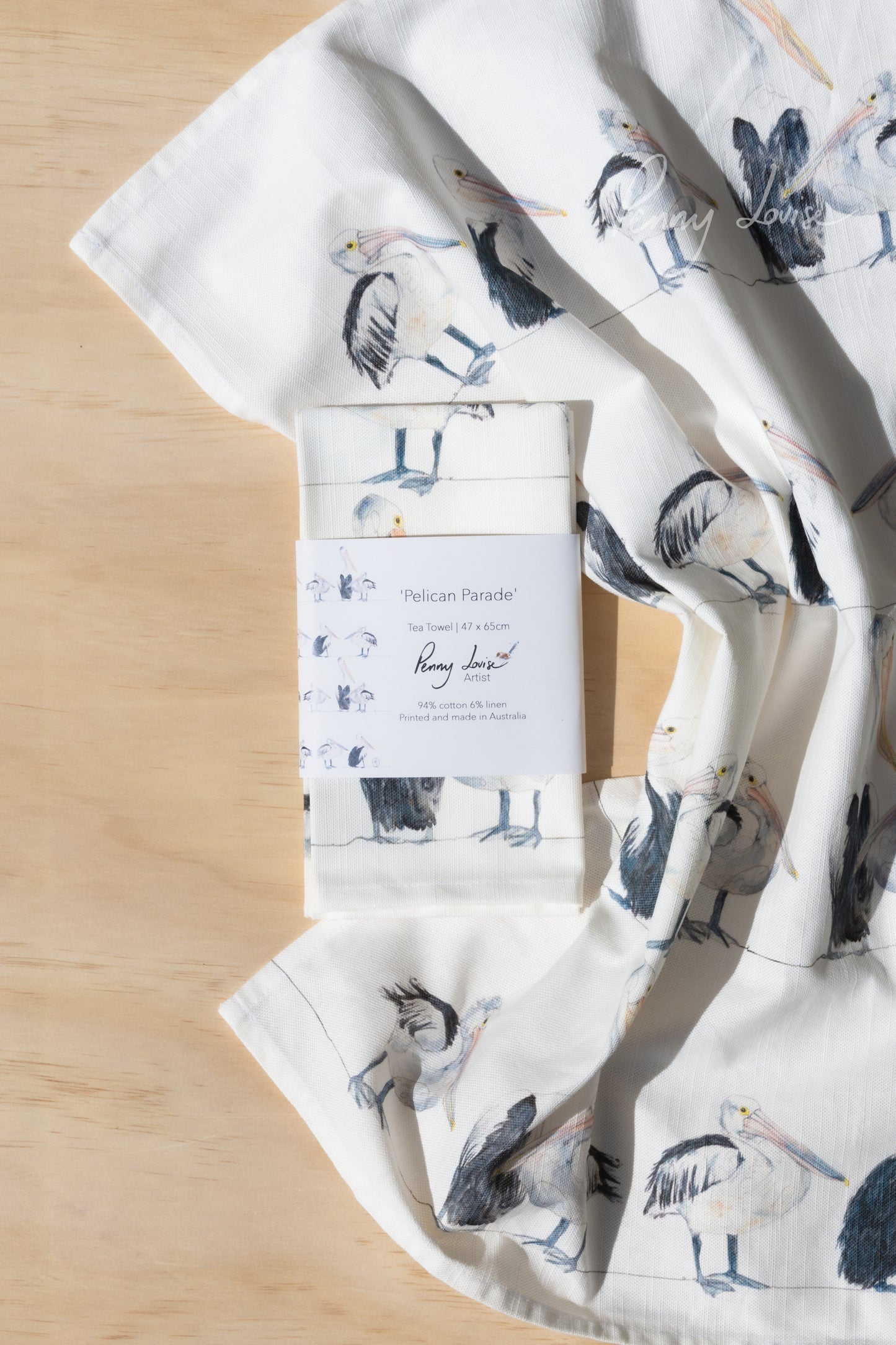 'Pelican Parade' - Tea Towel